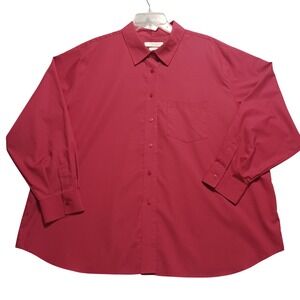 Foxcroft Womens Red Button Down Shirt Long Sleeve Cotton Blend Plus Size 22W